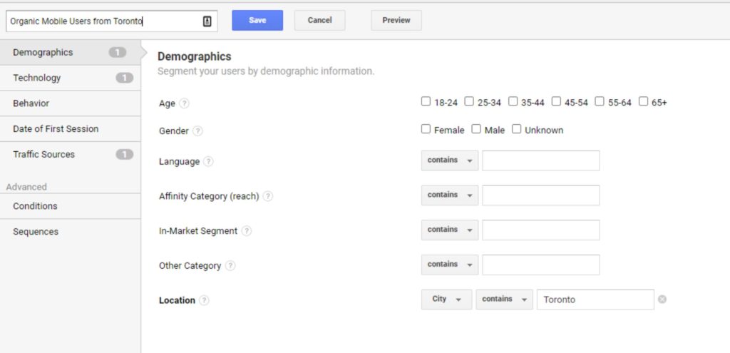 How to create a custom Google Analytics segment