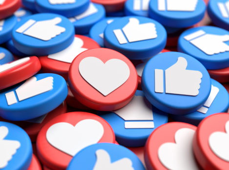 Social media like buttons and heart buttons.