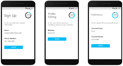 example of a user experiencing progressive profiling showing their account completion percentage