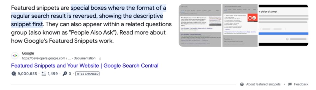 a featured snippet answering the query: What is a Featured Snippet?