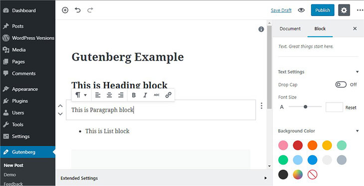 The New WordPress Gutenberg editor